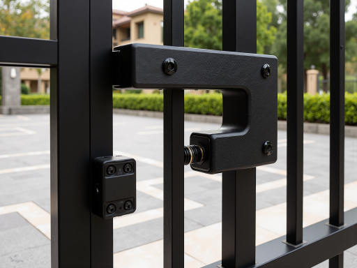 学校大门入口场景，校门口安装有监控摄像头，学生进出校园，安保人员值守，安全防护措施完善，教育机构环境